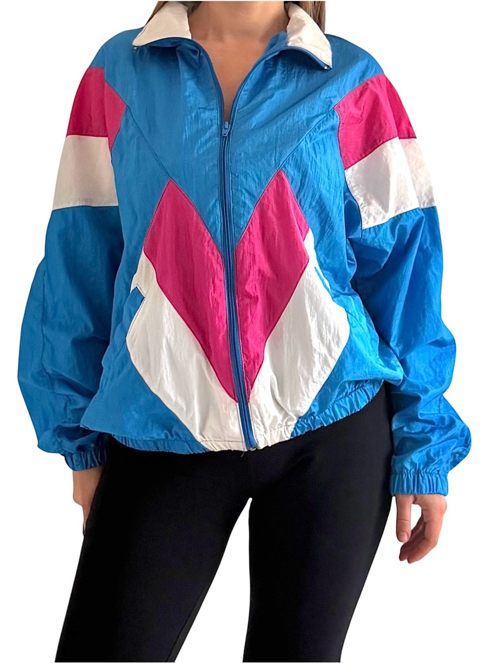 Vintage 90s Misty Valley Sport Color Block Nylon Windbreaker Jacket Size M